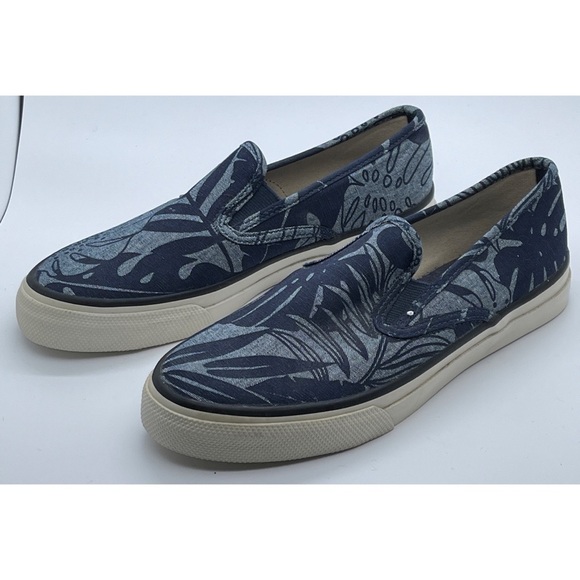 Sperry Topsider Canvas Slip-On Sneakers B14-61432 Women's Size 6 Men's Size 4.5 - Picture 2 of 8